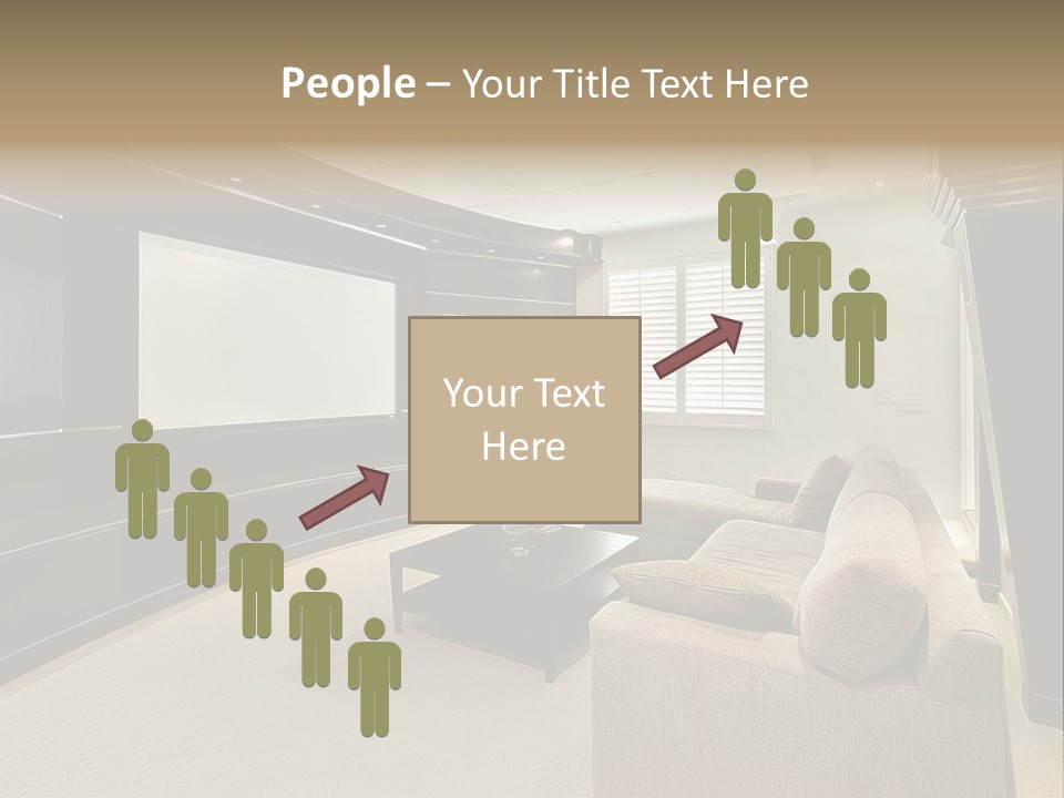 A Living Room With A Large Screen On The Wall PowerPoint Template