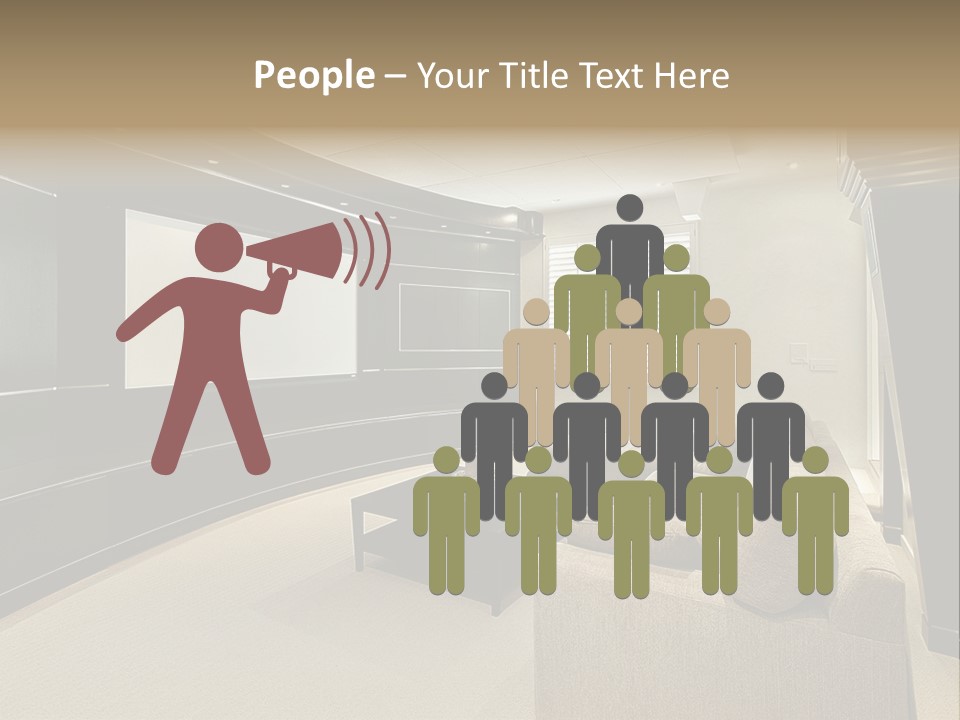 A Living Room With A Large Screen On The Wall PowerPoint Template