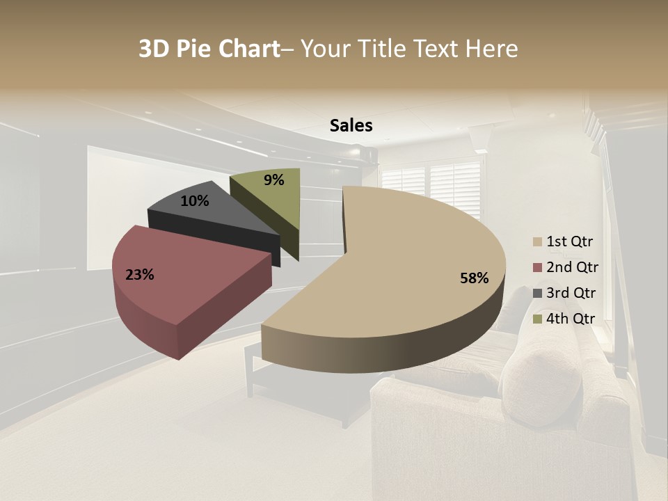A Living Room With A Large Screen On The Wall PowerPoint Template