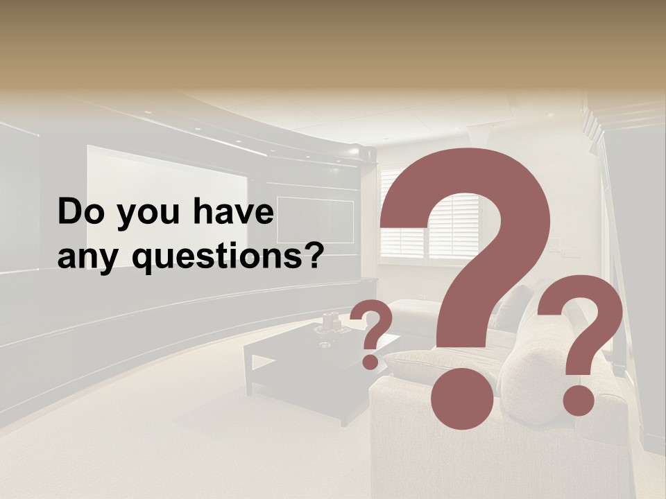 A Living Room With A Large Screen On The Wall PowerPoint Template