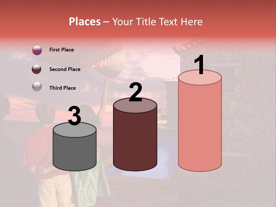 A Couple Of People Standing Next To A Building PowerPoint Template