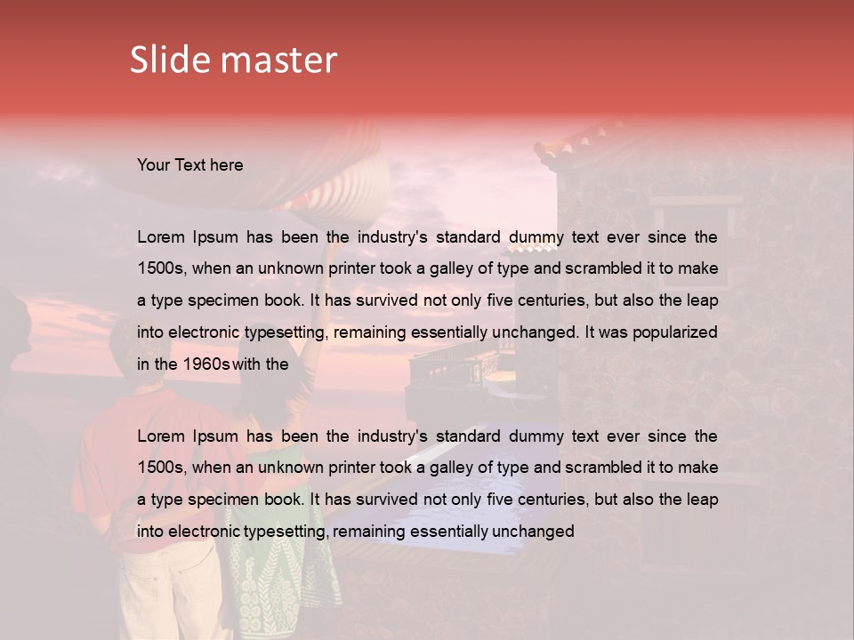 A Couple Of People Standing Next To A Building PowerPoint Template