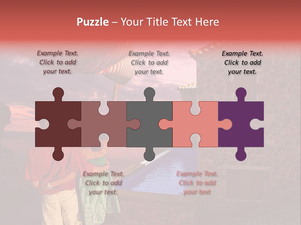 A Couple Of People Standing Next To A Building PowerPoint Template