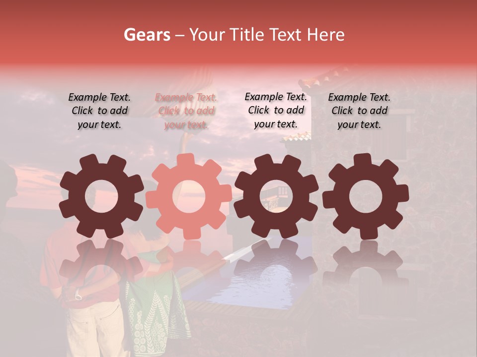 A Couple Of People Standing Next To A Building PowerPoint Template