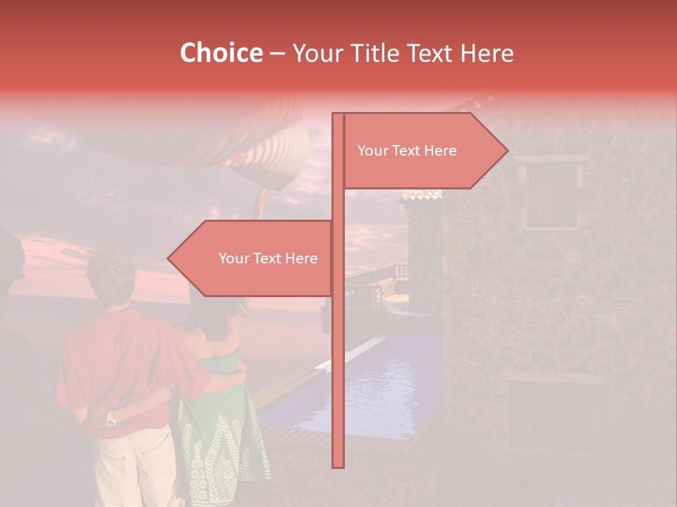 A Couple Of People Standing Next To A Building PowerPoint Template