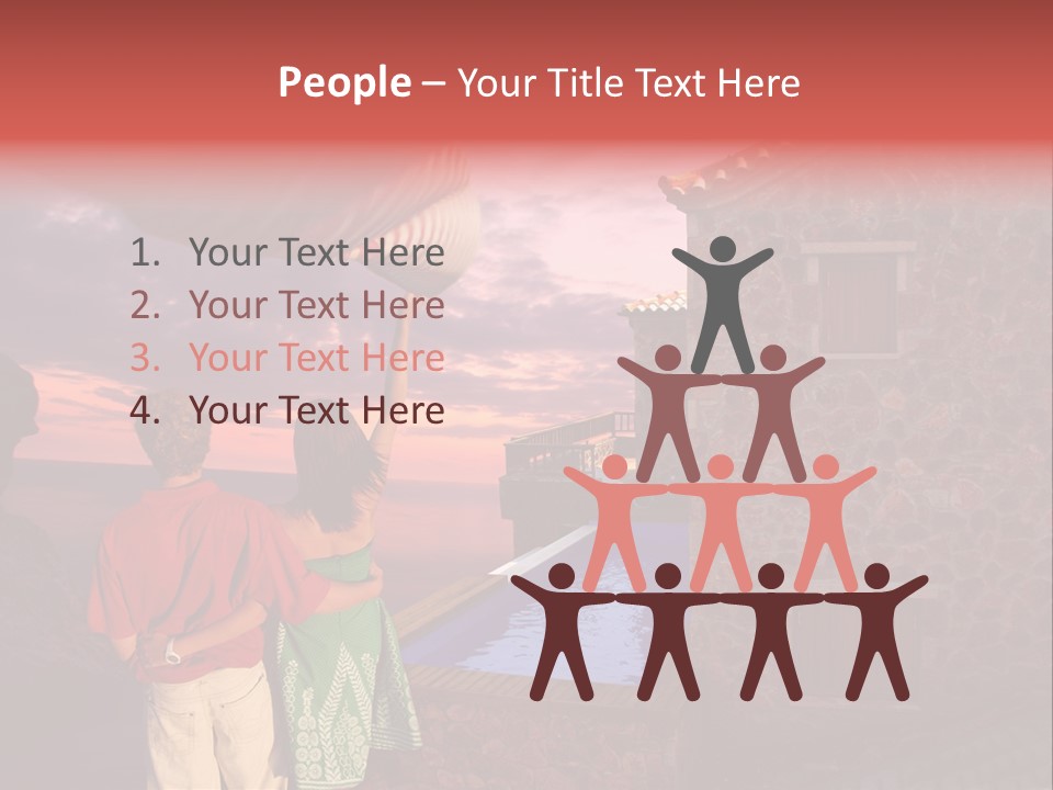 A Couple Of People Standing Next To A Building PowerPoint Template