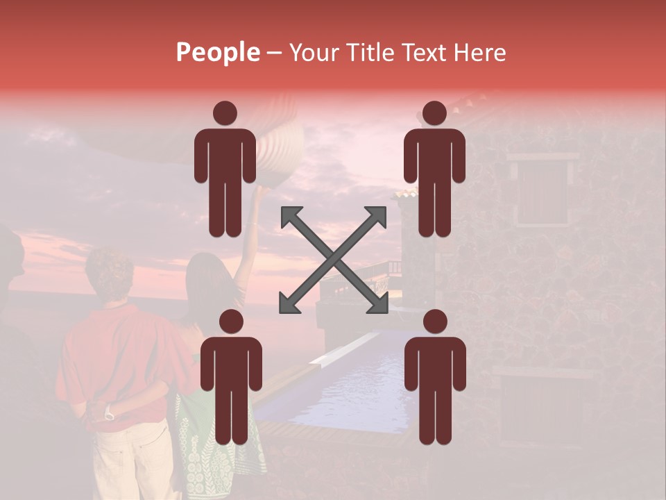 A Couple Of People Standing Next To A Building PowerPoint Template