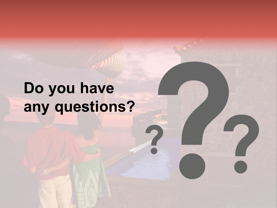 A Couple Of People Standing Next To A Building PowerPoint Template