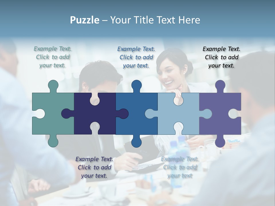A Group Of Business People Sitting Around A Table PowerPoint Template