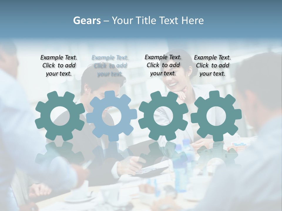 A Group Of Business People Sitting Around A Table PowerPoint Template