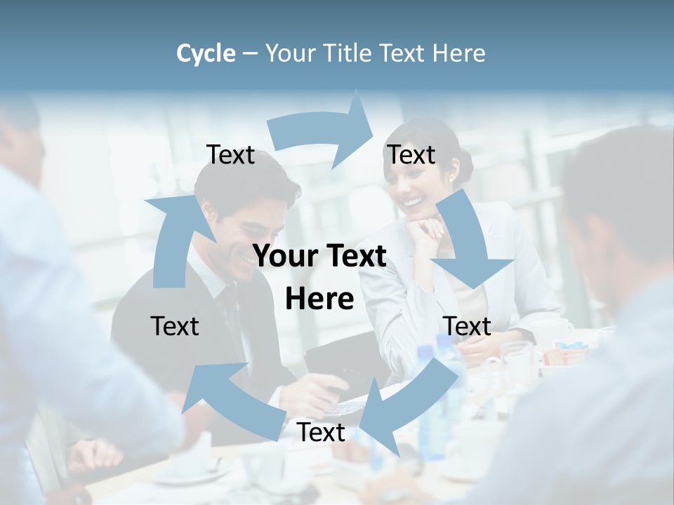 A Group Of Business People Sitting Around A Table PowerPoint Template