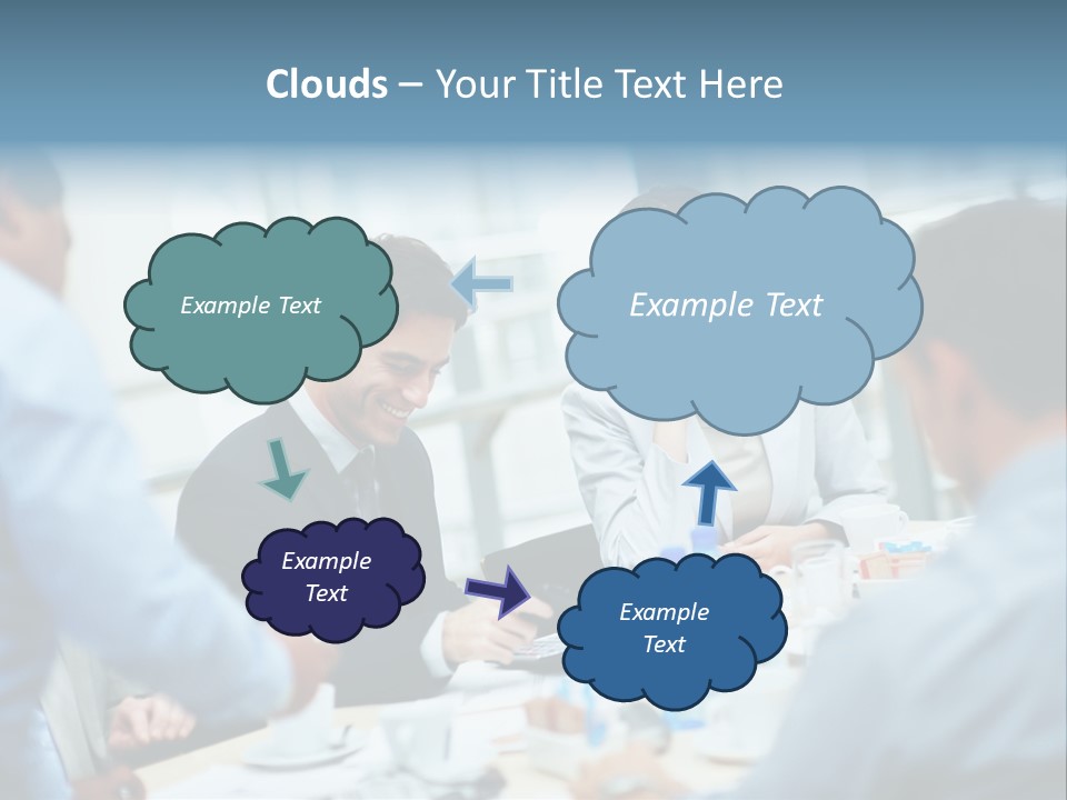 A Group Of Business People Sitting Around A Table PowerPoint Template