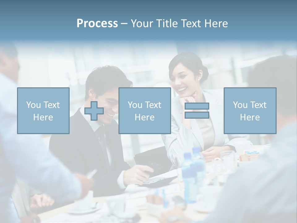 A Group Of Business People Sitting Around A Table PowerPoint Template