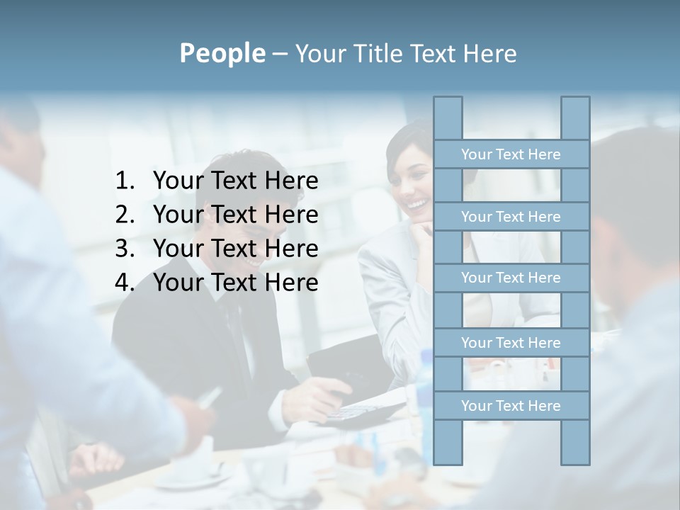 A Group Of Business People Sitting Around A Table PowerPoint Template
