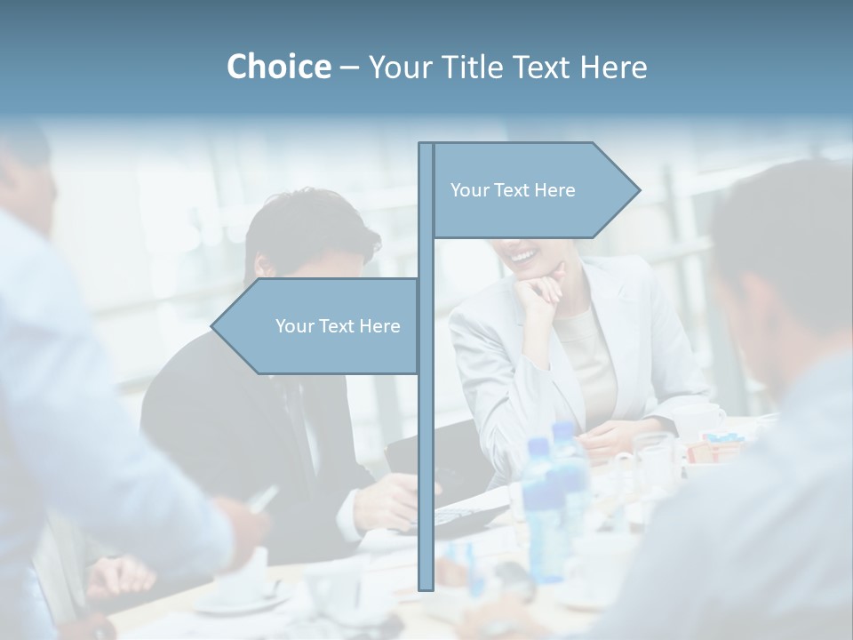 A Group Of Business People Sitting Around A Table PowerPoint Template