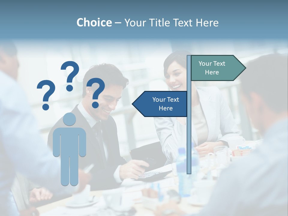 A Group Of Business People Sitting Around A Table PowerPoint Template