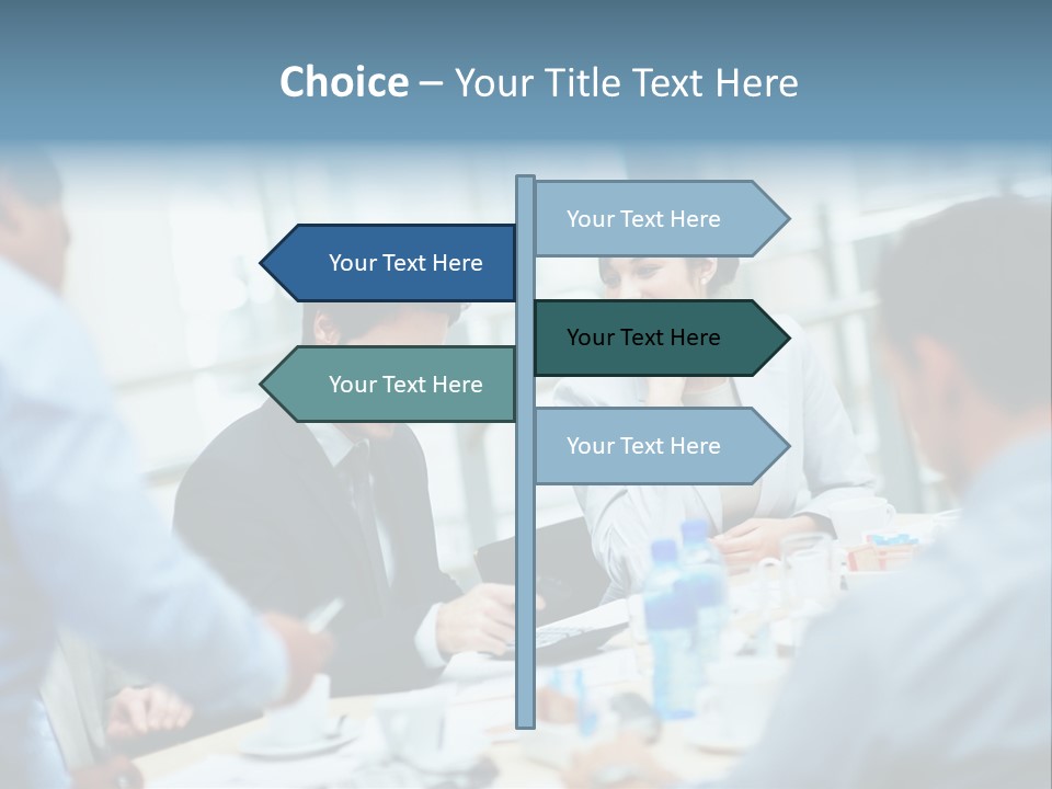 A Group Of Business People Sitting Around A Table PowerPoint Template