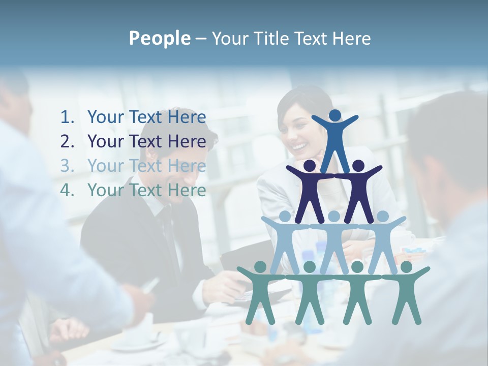 A Group Of Business People Sitting Around A Table PowerPoint Template