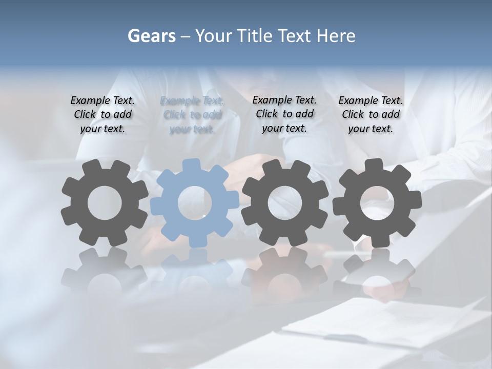 A Man And A Woman Sitting At A Table Looking At A Computer Screen PowerPoint Template