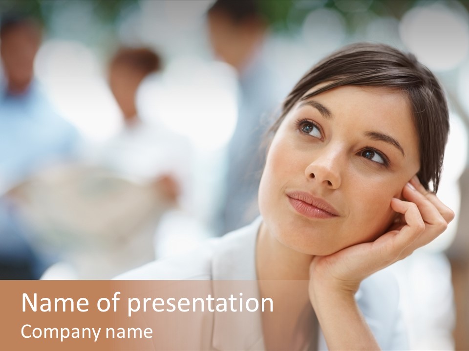 A Woman Is Sitting In Front Of A Group Of People PowerPoint Template