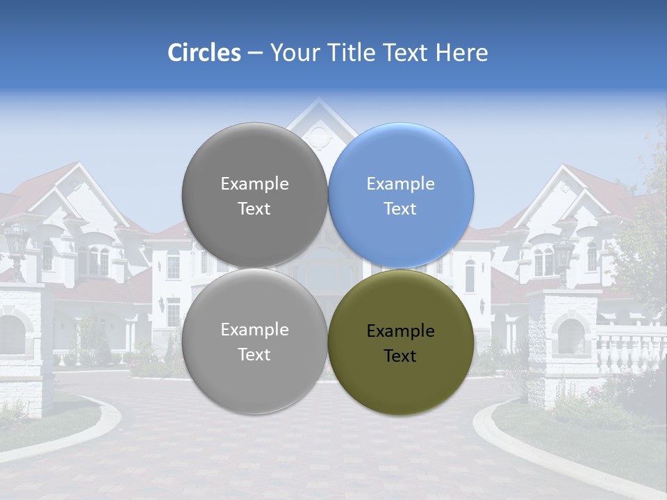 A Large White House With A Blue Sign In Front Of It PowerPoint Template