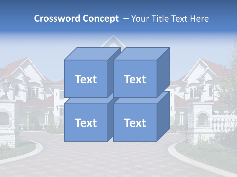 A Large White House With A Blue Sign In Front Of It PowerPoint Template