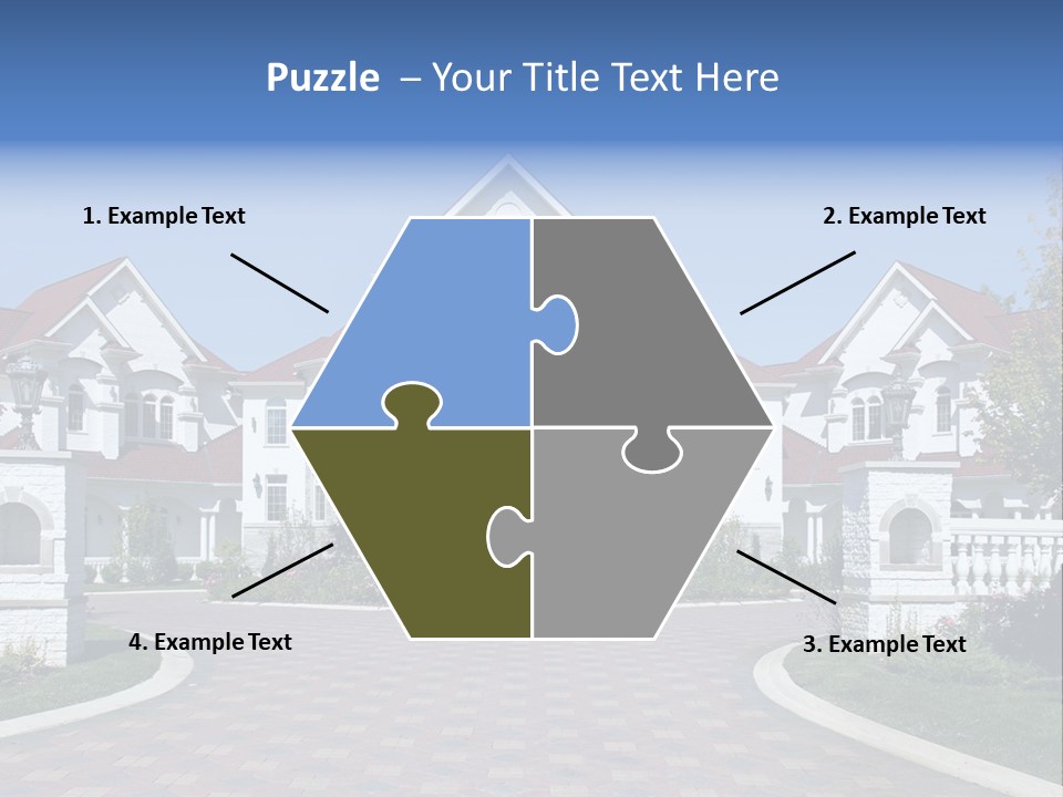 A Large White House With A Blue Sign In Front Of It PowerPoint Template