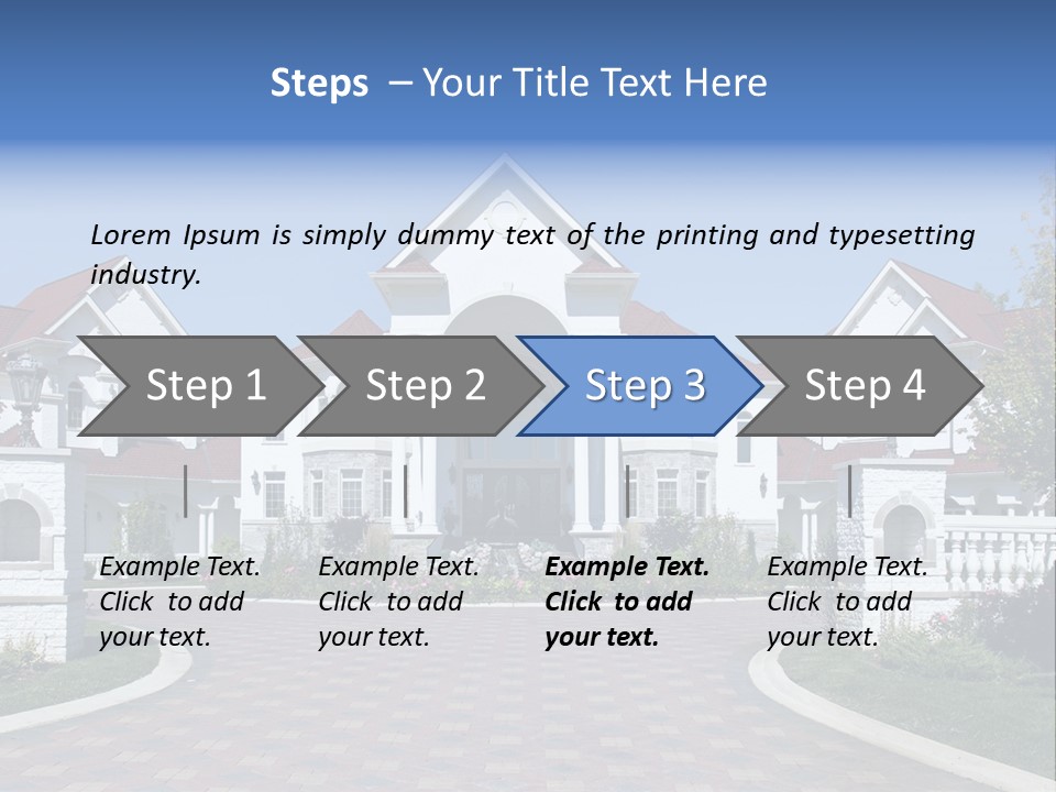 A Large White House With A Blue Sign In Front Of It PowerPoint Template