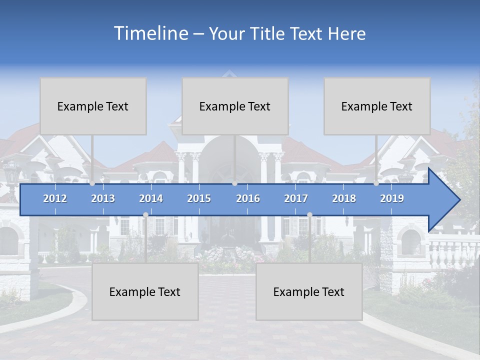 A Large White House With A Blue Sign In Front Of It PowerPoint Template