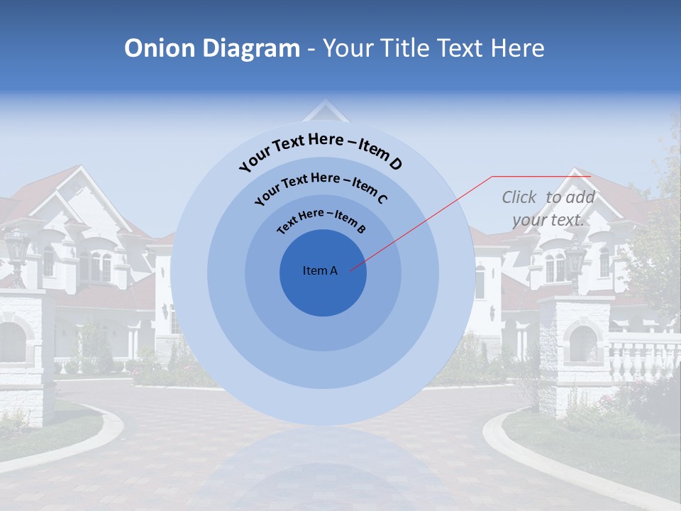 A Large White House With A Blue Sign In Front Of It PowerPoint Template