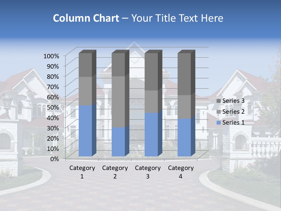 A Large White House With A Blue Sign In Front Of It PowerPoint Template
