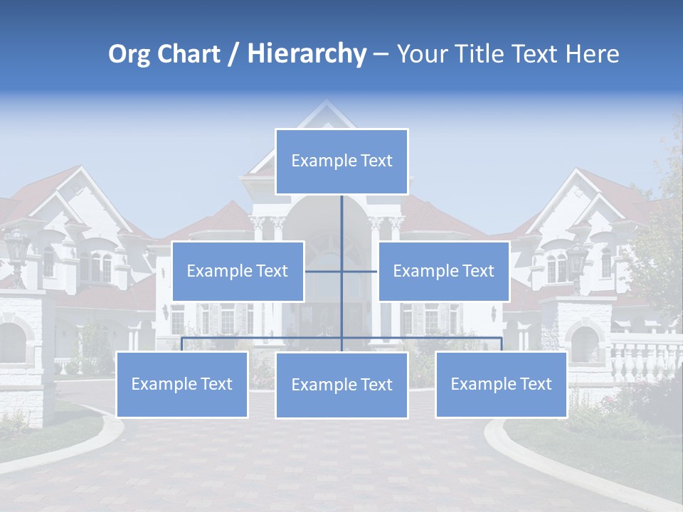 A Large White House With A Blue Sign In Front Of It PowerPoint Template