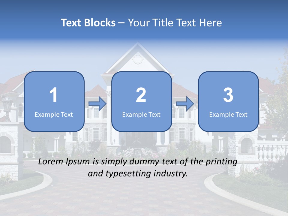 A Large White House With A Blue Sign In Front Of It PowerPoint Template