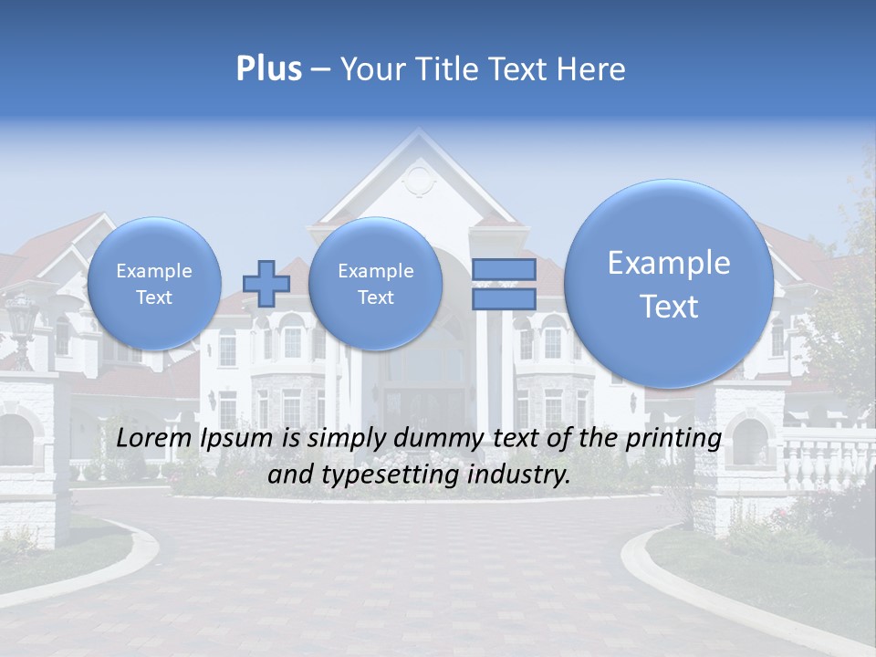 A Large White House With A Blue Sign In Front Of It PowerPoint Template