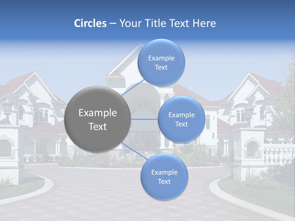 A Large White House With A Blue Sign In Front Of It PowerPoint Template