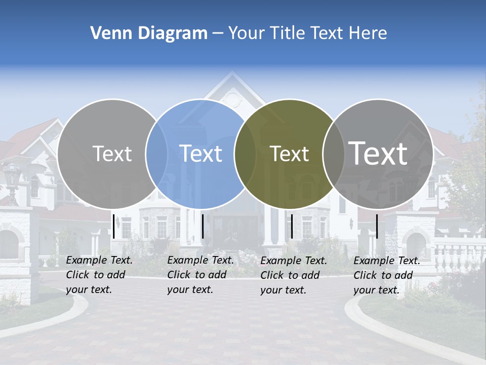 A Large White House With A Blue Sign In Front Of It PowerPoint Template