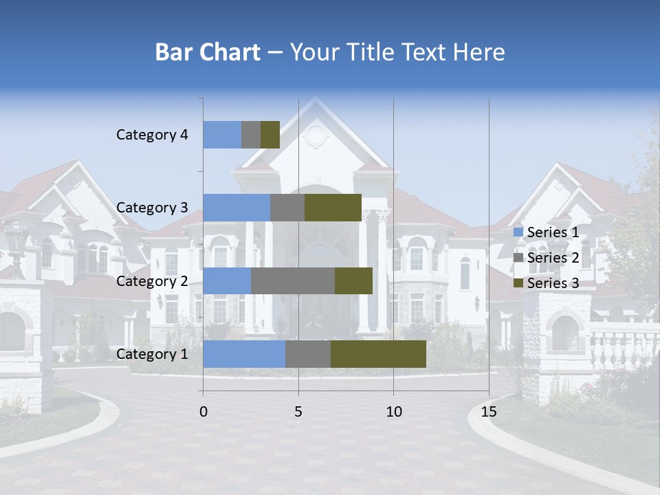 A Large White House With A Blue Sign In Front Of It PowerPoint Template