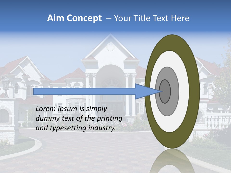 A Large White House With A Blue Sign In Front Of It PowerPoint Template