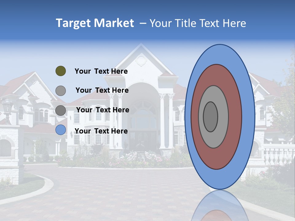 A Large White House With A Blue Sign In Front Of It PowerPoint Template