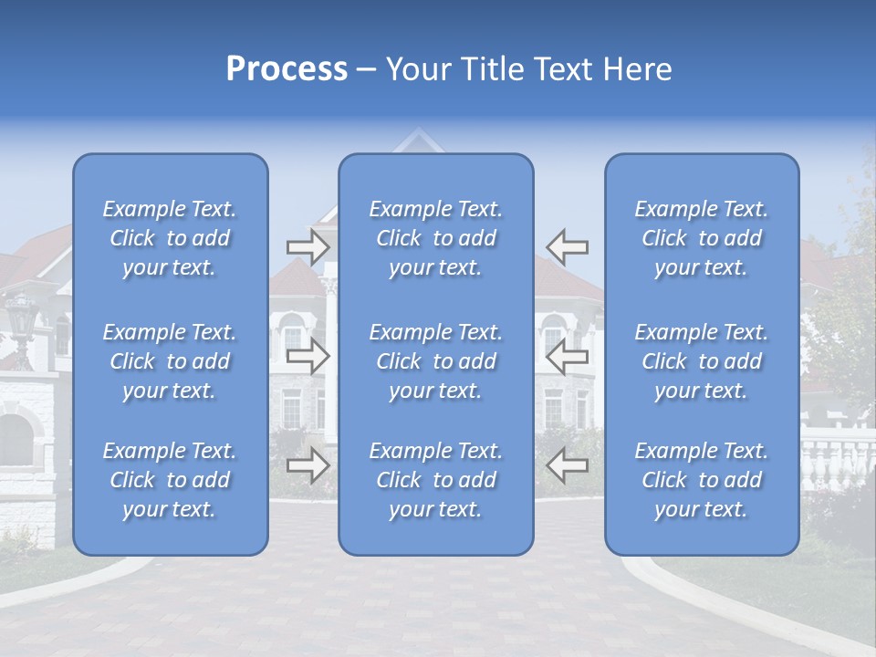 A Large White House With A Blue Sign In Front Of It PowerPoint Template