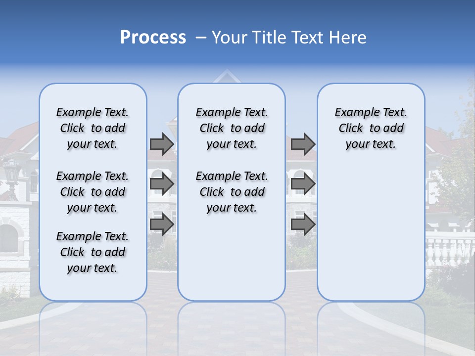 A Large White House With A Blue Sign In Front Of It PowerPoint Template
