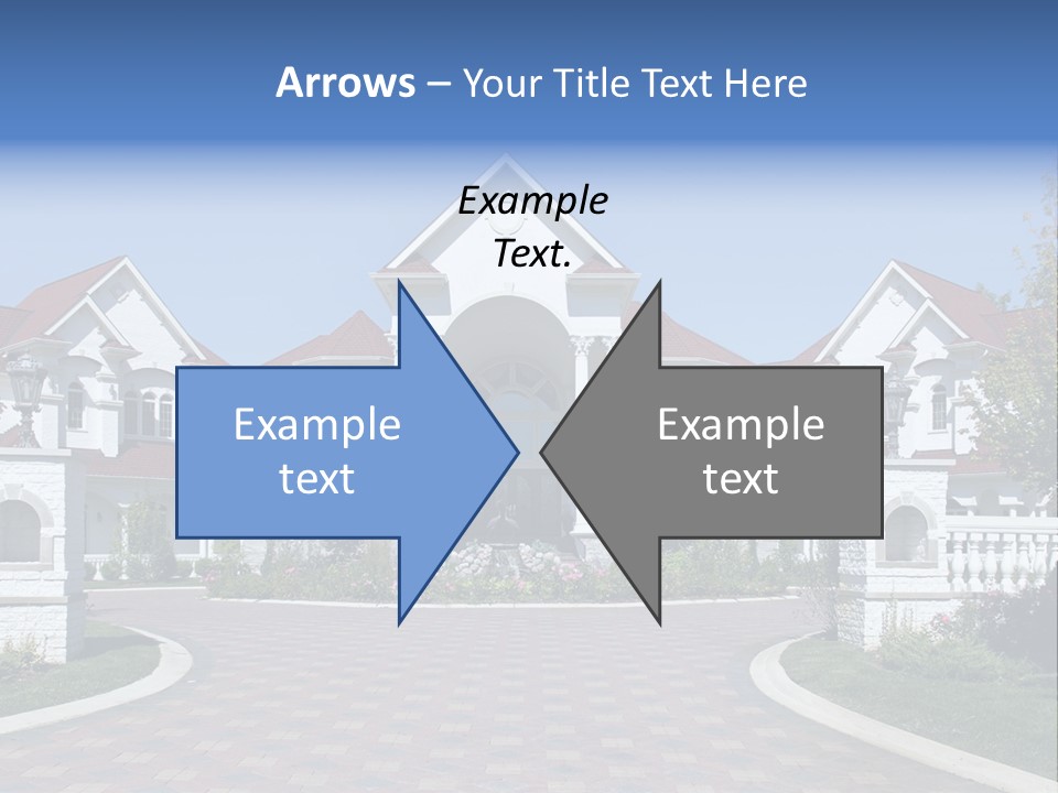 A Large White House With A Blue Sign In Front Of It PowerPoint Template