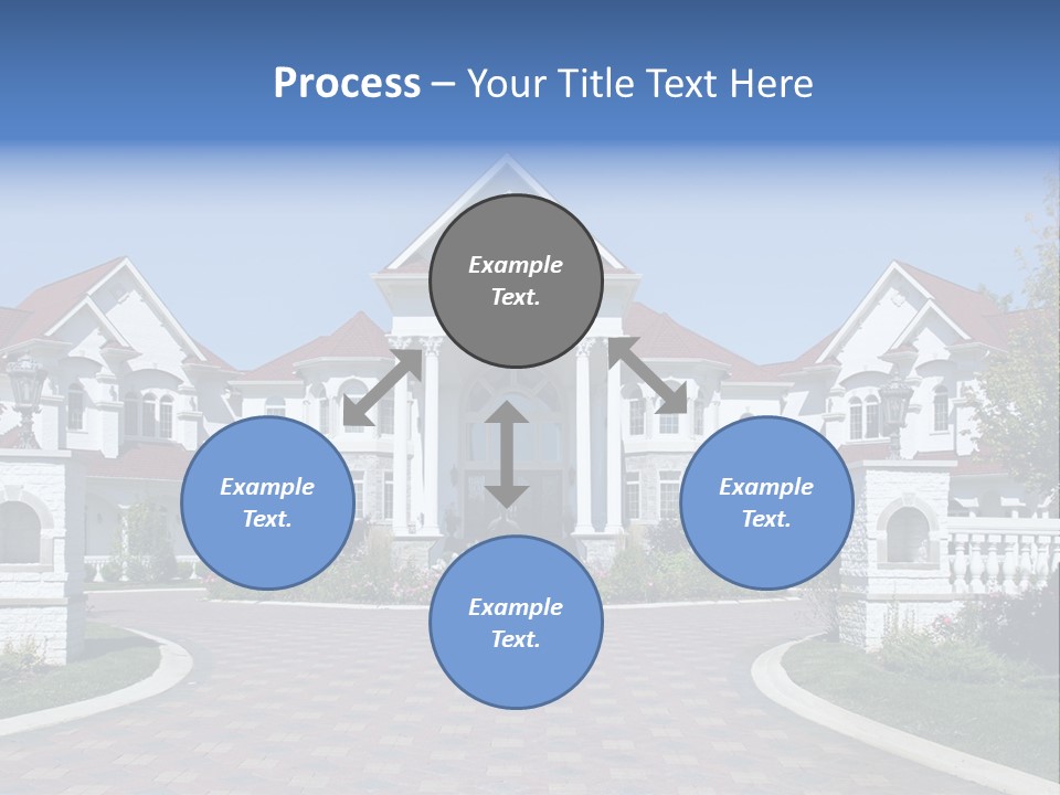 A Large White House With A Blue Sign In Front Of It PowerPoint Template