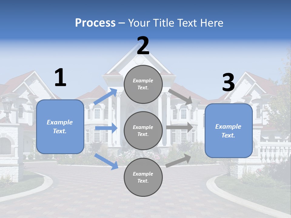 A Large White House With A Blue Sign In Front Of It PowerPoint Template