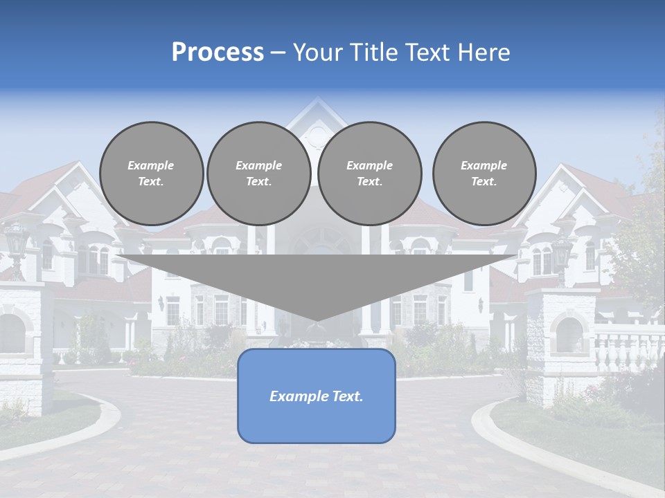 A Large White House With A Blue Sign In Front Of It PowerPoint Template