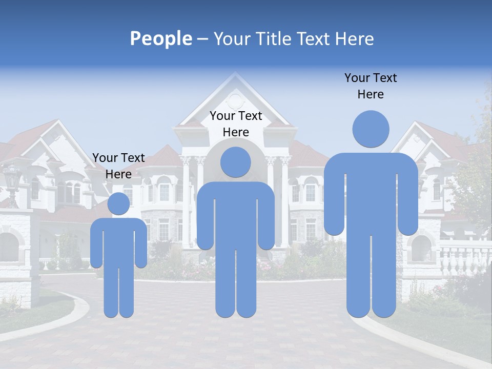 A Large White House With A Blue Sign In Front Of It PowerPoint Template