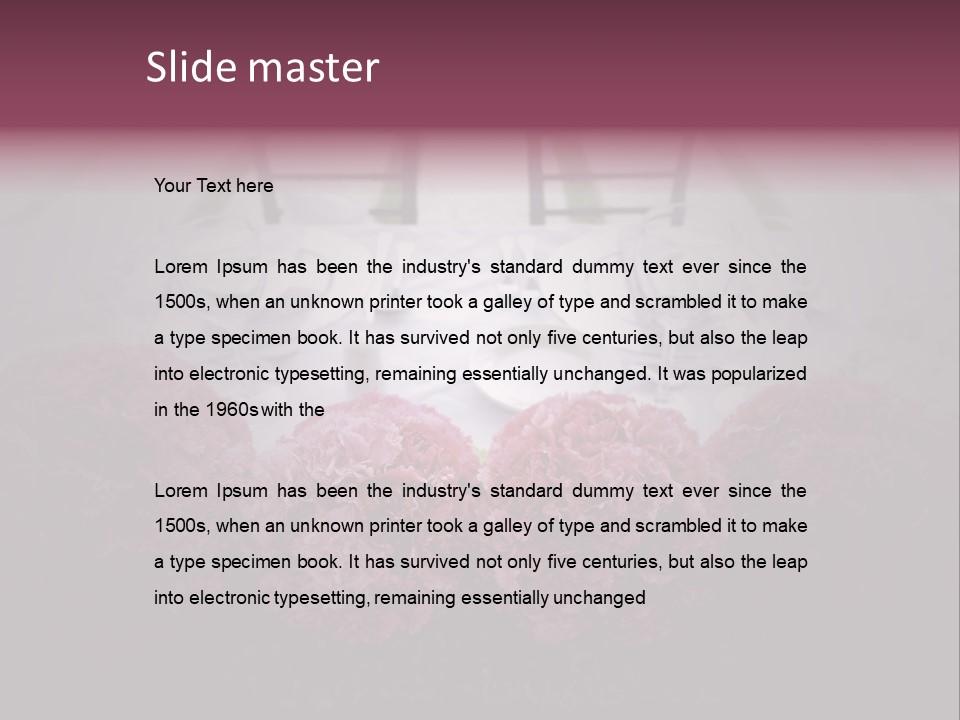 A Table Topped With Pink Flowers And Plates PowerPoint Template