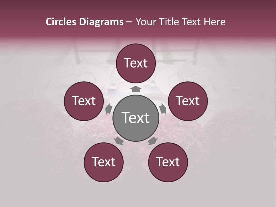 A Table Topped With Pink Flowers And Plates PowerPoint Template