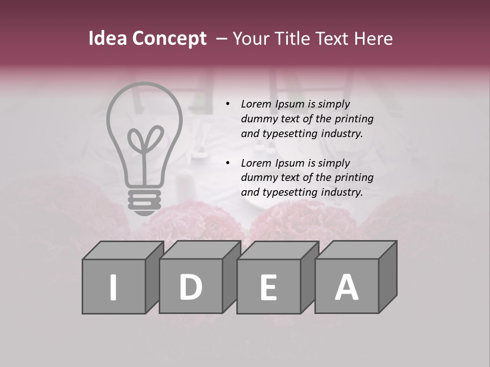 A Table Topped With Pink Flowers And Plates PowerPoint Template