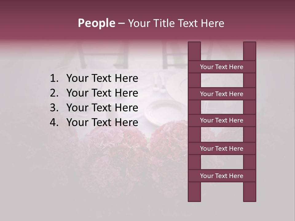 A Table Topped With Pink Flowers And Plates PowerPoint Template